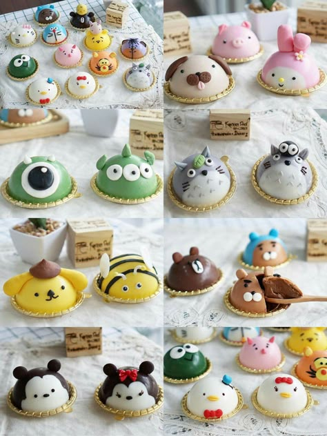 Dome Cake Ideas, Dome Cake, Kawaii Dessert, Cartoon Cake, Cute Baking, Cute Snacks, Meringue Cookies, Japanese Dessert, Steamed Buns