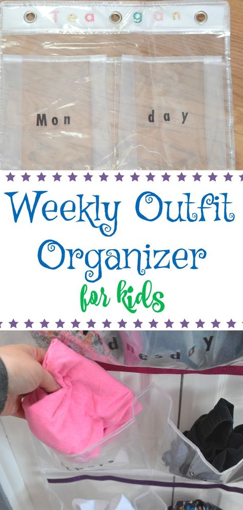 Weekly Outfit Organizer, Weekly Clothes Organizer, Outfit Organizer, Kids Crafts Organization, Kids Clothes Organization, Organizer Diy, Baby Clothes Organization, Diy Baby Clothes, Clothes Organization Diy