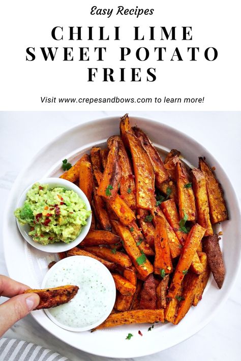 Cilantro Lime Sweet Potatoes, Sweet Potato And Avocado Recipes, Chili Lime Sweet Potato, Sweet Potato And Avocado, Lime Sweet Potato, Sweet Potatoes Fries, Cilantro Dip, Lime Dip, Potatoes Fries