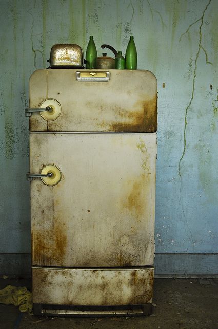 my favorite refrigerator by annie.n, via Flickr Old Refrigerator, Photo Blog, Blog Photo, Cement, Refrigerator, Art Reference, Mood Board, Cool Photos, Coloring Books