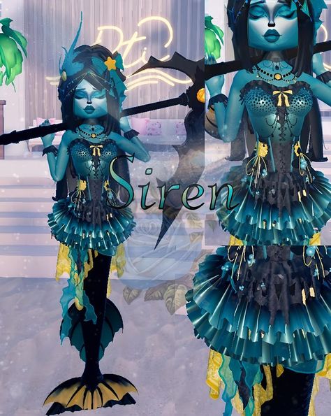 Dti Siren Outfit Ideas, Siren Dti Outfit Non Vip, Dti Mermaid Idea, Dress To Impress Theme Mermaid/siren, Siren Dti Outfit, Mermaid Dti Outfit, Blue Outfit Dress To Impress, Blue Dti Outfit, Dti Theme Outfits