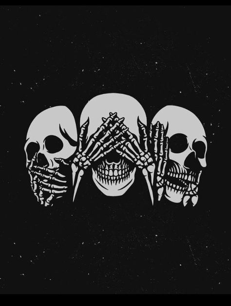 Evil Design, Evil Skull Tattoo, Hear No Evil, Speak No Evil, See No Evil, Skeleton Art, Halloween Wallpaper Iphone, No Evil, Skull Wallpaper