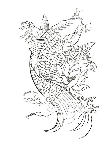 Koi Fish Drawing Tattoo, Pez Koi Tattoo, Coy Fish Tattoos, Japanese Koi Fish Tattoo, Koi Tattoo Sleeve, Japanese Snake Tattoo, Koi Tattoo Design, Coy Fish, Koi Fish Drawing