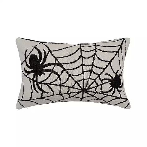 Make your sofa look spooky and stylishly comfortable with the Halloween Spider Web Knit Lumbar Pillow! You'll love its reversible design and cozy knit texture. Spider Pillow, Target Halloween, Halloween Throw Pillow, Halloween Pillow, Spider Halloween, Home Pets, Knitted Cushions, Sweet Jojo Designs, Embroidered Throw Pillows