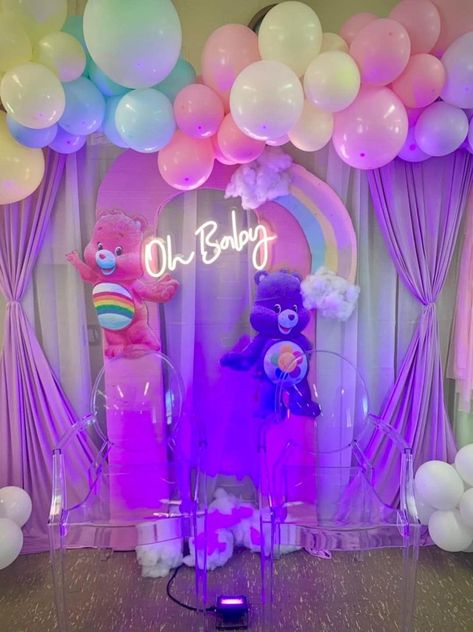 Care Bears and Care Bears Cousins Fan Club | Baby shower idea 💜💛 Private Pregnancy, Care Bear Cousins, Gender Reveal Diy, Gender Reveal Baby Shower Themes, Baby Wise, Peanut Baby Shower, Baby Shower Party Themes, Care Bear Birthday, The Care Bears