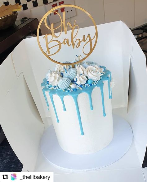 Baby Shower Drip Cake, Blue Drip Cake, Simple Baby Shower Cake, Toy Story Birthday Cake, Acrylic Topper, Baby Shower Theme Decorations, Baby Shower Cakes For Boys, Toy Story Birthday, Baby Shower Fun