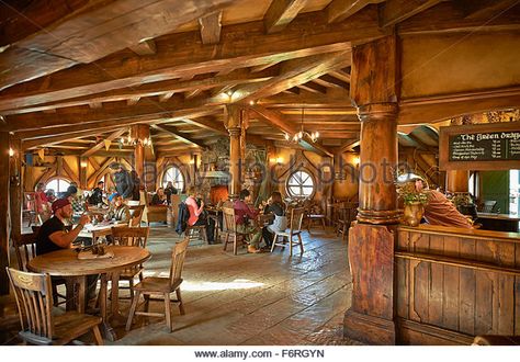 Inside The Green Dragon Inn Hobbiton movie set New Zealand - Stock Image Green Dragon Inn, Man Cave Room, Man Cave Basement, Hobbit Hole, Hobbit House, Green Dragon, Cottage Garden, Game Room, Stock Photography