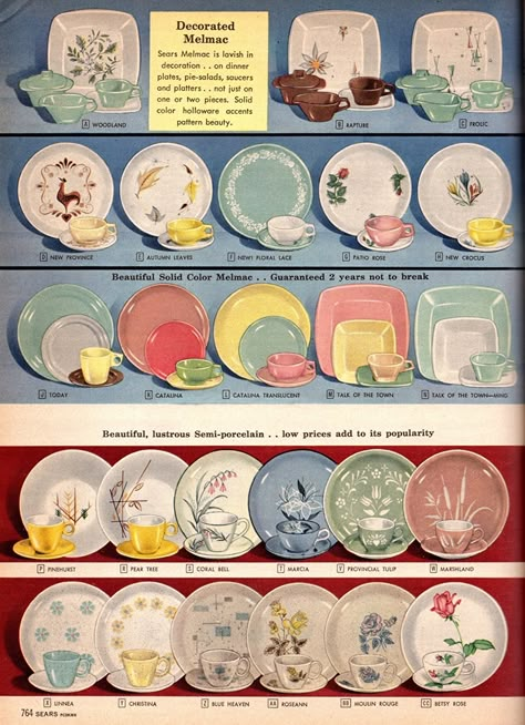 1950s Sears Catalog, 1950s Food Ads, 60s Dishes, Homer Laughlin Dishes Vintage Patterns, 80s Dishware, Retro Kitchen Appliances, Vintage Kitchen Accessories, Antique Aesthetic, Vintage Dishware