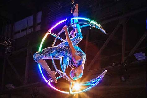 Circus Lights Aesthetic, Neon Circus Aesthetic, Orbiting Human Circus, Cosmic Carnival, Neon Circus, Circus Aerial, Dance Props, Circus Acts, Circus Aesthetic