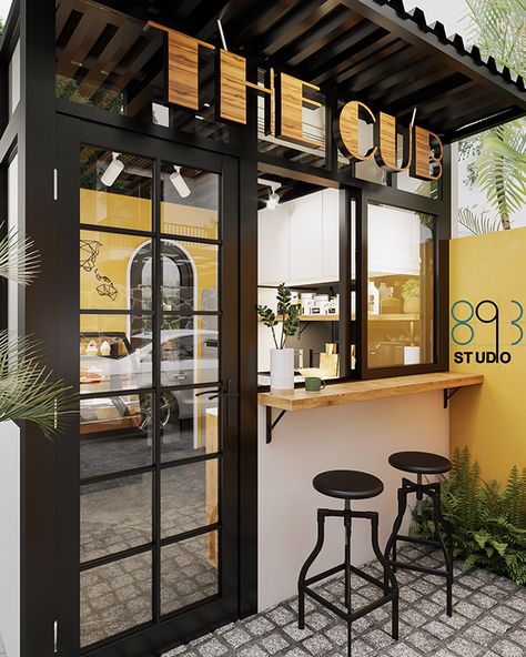 Small Takeaway Cafe, Takeaway Cafe Design, Micro Cafe Design, Kiosk Cafe Design, Snack Store Design, Small Takeaway Restaurant Design, Mini Cafe Design Coffee Shops, Takeaway Restaurant Design, Restaurant Front Design