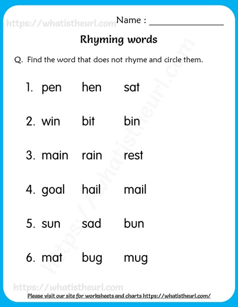 Find the Word that does Not Rhyme – Worksheets for Grade 1 Work Sheets For 1st Grade English, Rhyme Worksheet, Rhyming Words Worksheets, Worksheets For Grade 1, Rhyming Worksheet, First Grade Reading Comprehension, Cvc Words Worksheets, Letter Worksheets For Preschool, Kindergarten Phonics Worksheets