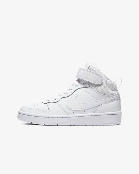 Nike Court Borough Mid 2, Nike Court Vision Mid, Court Borough Mid 2, Nike Court Borough, Mid Top, Really Cute Outfits, Shoes Nike, Nike Jordan, White Style