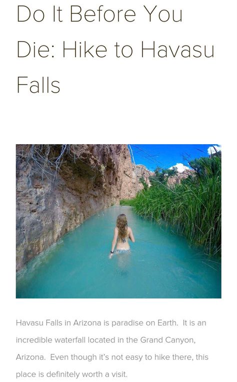 Havasu Falls Arizona, Havasu Falls, Travel Inspiration Destinations, Fun Places To Go, Travel Locations, Dream Travel Destinations, Vacation Places, Future Travel, Incredible Places