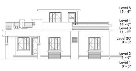 Front elevation of the house plan is given in this 2D Autocad drawing file. Download the Autocad file. - Cadbull Front View Of House, 2d Autocad Drawing, Drawing House Plans, Simple Floor Plans, Drawing Model, Elevation Plan, Elevation Drawing, Building Elevation, Front Elevation Designs