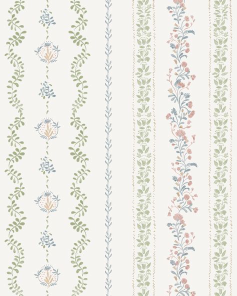 Garden Reverie Wallpaper | Nestig Floral Stripe Wallpaper, Vintage Nursery Wallpaper, Wallpaper For Dollhouse, Dainty Floral Wallpaper, Peel And Stick Wallpaper Nursery, Redecorate Room, Toddler Bed Transition, Cottage Core Wallpaper, Pink Floral Nursery