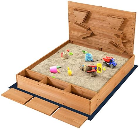 Amazon.com: Costzon Wooden Sandbox with Cover, Sand Wall, Bottom Liner, Bench Seat with Toy Storage Space, Waterproof Coating, Kids Outdoor Play Furniture Cedar Wood Sand Box for Backyard, Lawn, Garden, Beach : Toys & Games Sand Walls, Sandbox With Cover, Sandbox Cover, Wooden Sandbox, Bottom Liner, Kids Sandbox, Wall Cover, Kids Sand, Kids Outdoor Play