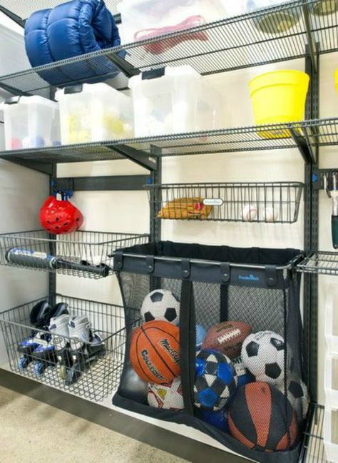 Sports Equipment Storage, Garage Organization Tips, Garage Organisation, Diy Organizer, Shed Organization, Garage Storage Solutions, Garage Storage Systems, Garage Organize, Garage Remodel