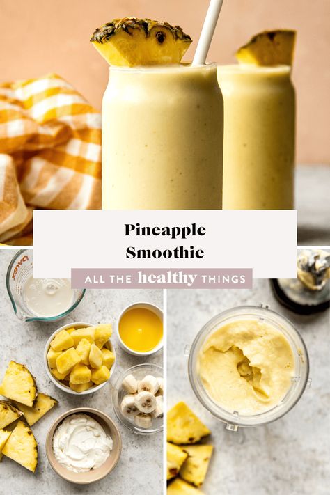 Pineapple Smoothie Healthy, All The Healthy Things, Pineapple Smoothie Recipes, Mom Breakfast, Nutritious Smoothie Recipes, Protein Shake Smoothie, Smoothie Recipes Healthy Breakfast, Extra Protein, Smoothie Healthy