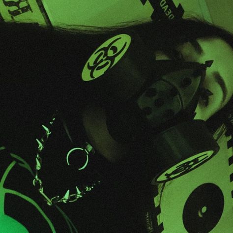 Toxic Core Outfits, Green Gas Aesthetic, Tubbo Core Aesthetic, Toxic Core Aesthetic, Toxic Waste Aesthetic, Green Gas Mask, Biohazard Aesthetic, Gas Mask Aesthetic, Toxic Core