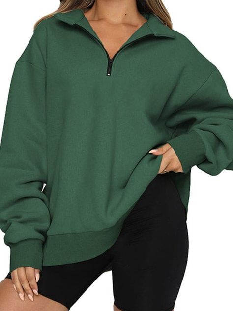 🚚FREE Shipping on orders over $80 ﻿- 📏Sizing: run a little small, recommend size up - MsDressly® exclusive! MsDressly® Pullover Sweater is a must for any accommodation! This half zipper pullover is made of soft, slightly elastic knitted fabric with long sleeves hanging over the shoulders. The loose fitting bodice ends with a hem cut with raw edges. Pair with matching jogging pants for a perfect look! Gender: Women Type: Tops Feature: Solid Color, Pullove Material: 5% Spandex, 95% Polyester Care: Hand Wash Cold. Do Not Bleach. Line Dry. Iron Low Heat Style: Casual/Fashion Color: Grey, Black, White, Green, Red, Light _Blue Size: S, M, L, XL Please Note: All Dimensions Are Measured Manually With A Deviation Of 1 To 3cm. Oversize Pullover, Winter Pullover, Comfortable Sweater, Hoodie Women, Vintage Plaid, Half Zip Pullover, Heat Styling Products, Outerwear Sweater, Oversized Sweatshirt