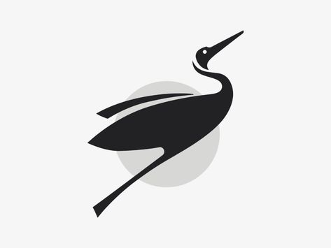 Minimalist Animal Logo, Crane Logo, Sarus Crane, Vision Logo, Logo Design Examples, Hang Tag Design, White Crane, House Wall Design, Crane Design