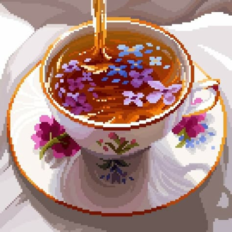 Pixel Art, Tea, Twitter, White, Art