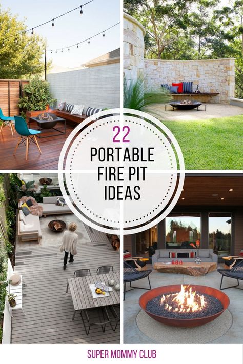 Loving these portable fire pit ideas - such a romantic addition to the patio! Small Portable Fire Pit, Portable Fire Pit Ideas Backyards, Fire Pit Ideas Backyard Australia, Moveable Fire Pit, Temporary Fire Pit, Small Fire Pit Ideas, Diy Portable Fire Pit, Mobile Fire Pit, Small Backyard Fire Pit Ideas