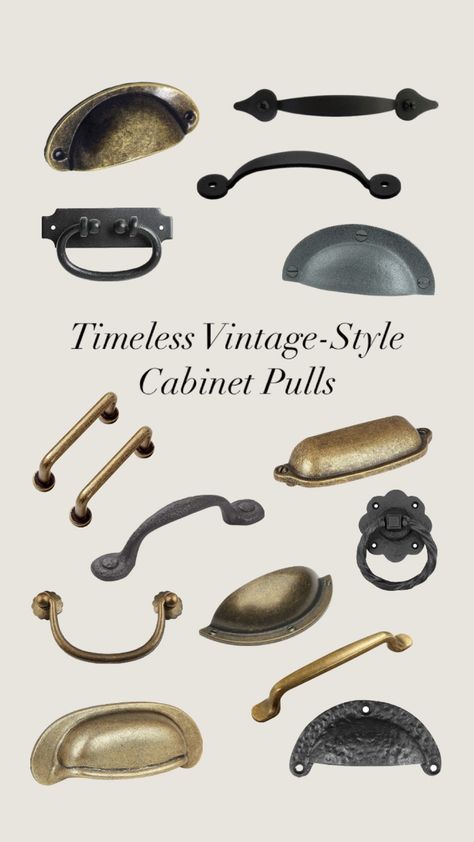 Antique Hardware Cabinet, Vintage Style Cabinet Hardware, Mismatched Cabinet Hardware, Antique Kitchen Cabinet Hardware, Antique Brass Hardware Kitchen, Vintage Kitchen Hardware, Antique Bronze Kitchen Hardware, Craftsman Aesthetic, Antique Brass Kitchen Hardware