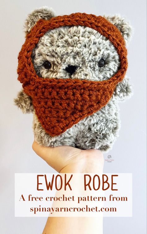 Crochet Ewok Pattern, Ewok Crochet Pattern Free, Ewok Crochet Pattern, Crochet Star Wars Plushie, Starwars Crochet Patterns Free, Hobbii Free Crochet Patterns, Crochet Ewok, Crochet Starwars, Disney Amigurumi