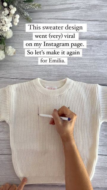 Embroidery On Jumper, Embroidery Jumper Diy, Cute Diy Sweatshirt Ideas, Embroidered Jumper Diy, How To Embroider Name On Sweater, Name Embroidered Sweater Diy, Embroidery Birthday Gift Ideas, Diy Christmas Jumper, Yarn Embroidery On Sweater