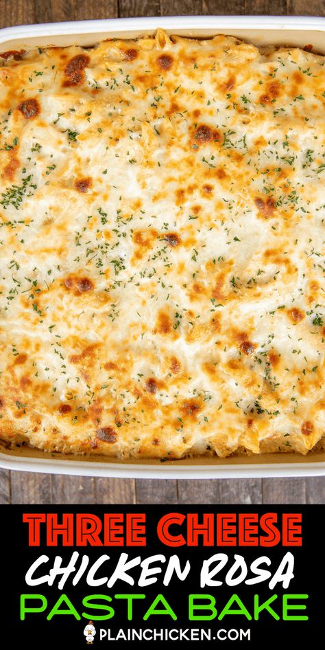 Easy Chicken Pasta Casserole, Rosa Pasta, Recipes Using Ricotta Cheese, Recipe Using Ricotta, Ricotta Pasta Bake, Ricotta Stuffed Chicken, Chicken Penne Pasta, Chicken Pasta Casserole, Ricotta Cheese Recipes