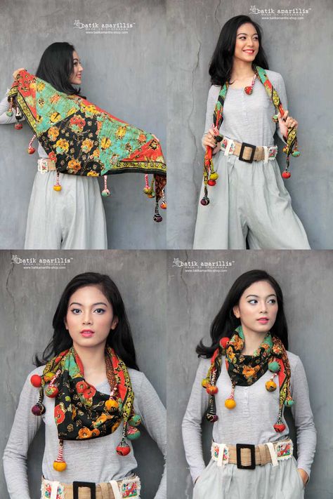 Dupatta Setting, Batik Scarf, Costume Jewelery, Saree Blouse Neck Designs, How To Wear A Scarf, Best Accessories, Fabric Earrings, Chic Blouses, Blouse Neck Designs