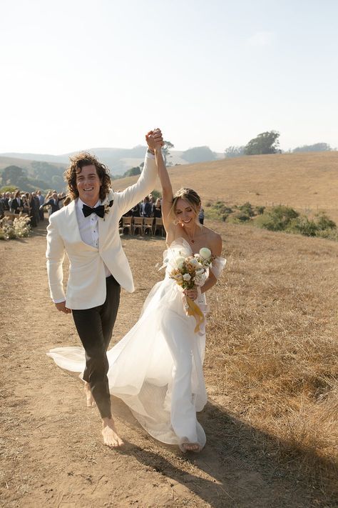 The Bride and Groom Exchanged Vows Barefoot at Their Ceremony in Tomales Bay Tomales Bay, Hand Photography, Northern California Wedding, Breathtaking Wedding, Bay Wedding, Bridal Fashion Week, Little White Dresses, Wedding Bridesmaid Dresses, Over The Moon