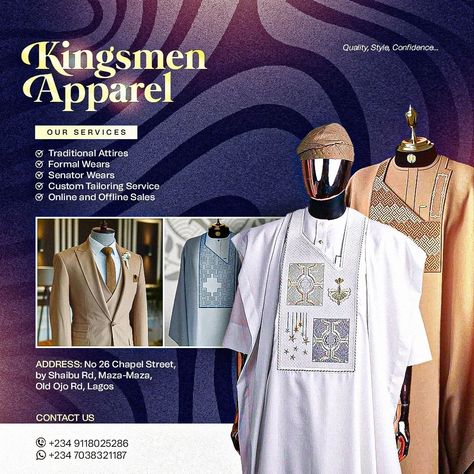 I made a flyer design for a @kingsmenapparel Specialized in men clothing What do you think? #flyerdesign #creativedesigner #photooftheday #clothingbrand #photoshopdesign #explorepage #explorepage✨ #kingdannie6 #thekingdannie #creativedesign Men Fashion Poster Design, Fashion Brand Poster Design, Flyer Advertisement Design, Clothing Brand Flyer Design, Clothing Flyer Design, Brand Flyer Design, Fashion Flyer Design, Photoshop Poster Design, Clothing Poster