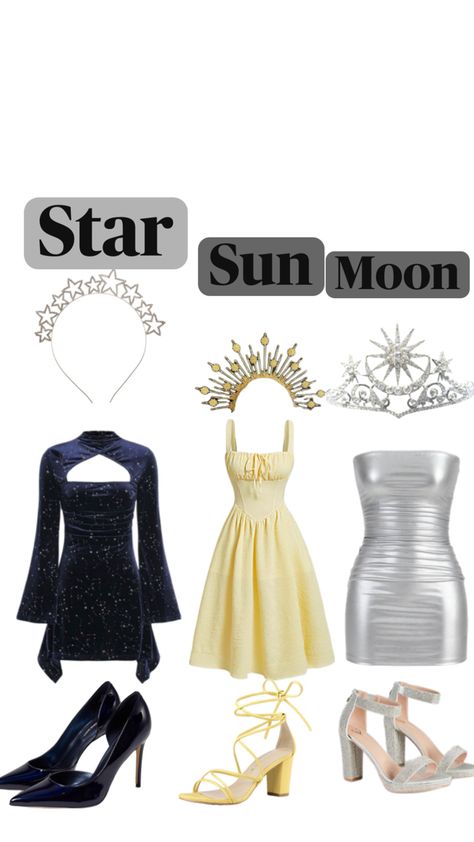 Sun And Moon Costume, Halloween Inspired Outfits, Taylor Swift Halloween Costume, Cute Halloween Outfits, Trio Costumes, Moon Costume, Matching Halloween Costumes, Bff Halloween Costumes, Star Costume