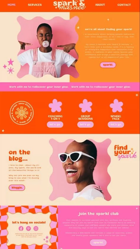 Layout Design Colorful, Colourful Layout Design, Graphic Design Portfolio Layout Website, Modern Fun Website Design, Microsite Design Inspiration, Wix Design Inspiration, Style Guide Graphic Design, Email Flow Design, Bold And Fun Branding