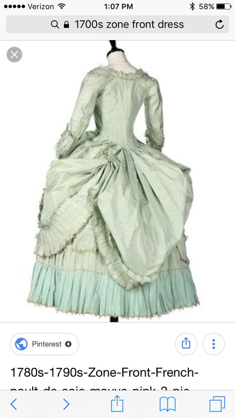 Mint green gown 1700s Clothing, 1780s Fashion, 1700s Fashion, 18th Century Gown, Georgian Fashion, 1700 Fashion, Rococo Era, Historical Gowns, 18th Century Dress