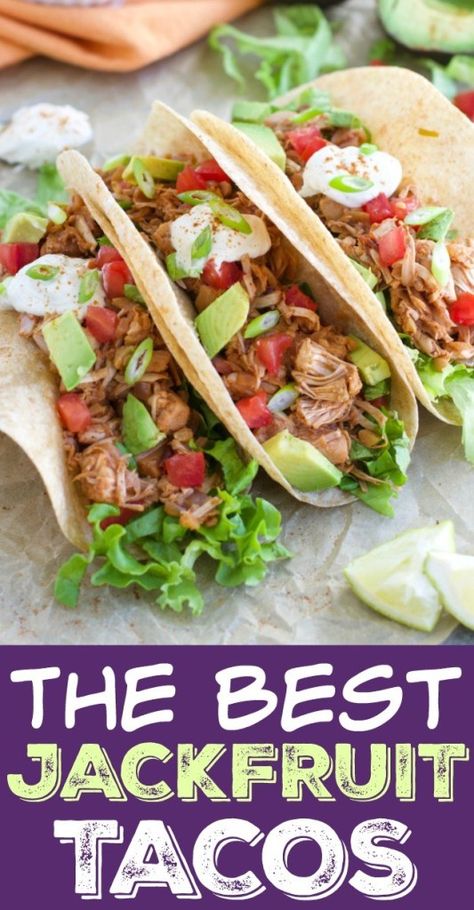 Veggie Burritos, Vegan Pork, Jackfruit Tacos, Vegan Transition, Jack Fruit, Jackfruit Recipes, Vegan Grocery, Vegan Sour Cream, Pork Tacos