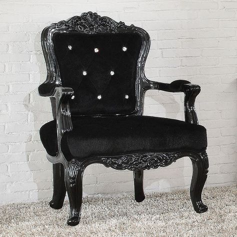 Benzara Fabric Accent Chair Neo Classic Design, Black Accent Chair, Gothic Furniture, Tufted Arm Chair, Acme Furniture, Crystal Buttons, Accent Arm Chairs, Chair Upholstery, Fabric Armchairs