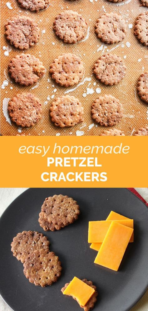 round pretzel crackers on a baking sheet and served with cheese Pretzel Crackers, Afterschool Snacks, How To Make Pretzels, Homemade Pretzel, Club Crackers, Homemade Pretzels, Slow Cooker Stew, Food Stories, Malted Milk