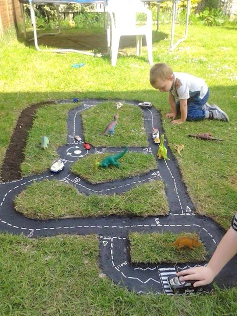 Car Tracks For Kids, Race Car Track, Backyard Activities, Outdoor Play Spaces, Backyard Kids Play Area, Outdoor Play Areas, Kids Outdoor Play, Outdoor Play Area, Diy Projects For Kids