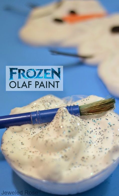 Frozen Olaf Paint- this paint is icy cold and dries puffy; the perfect recipe for painting Olaf Frozen Slime, Frozen Painting, Snow Recipe, Frozen Crafts, Frozen Olaf, Frozen Theme, Frozen Birthday Party, Frozen Party, Fall Party