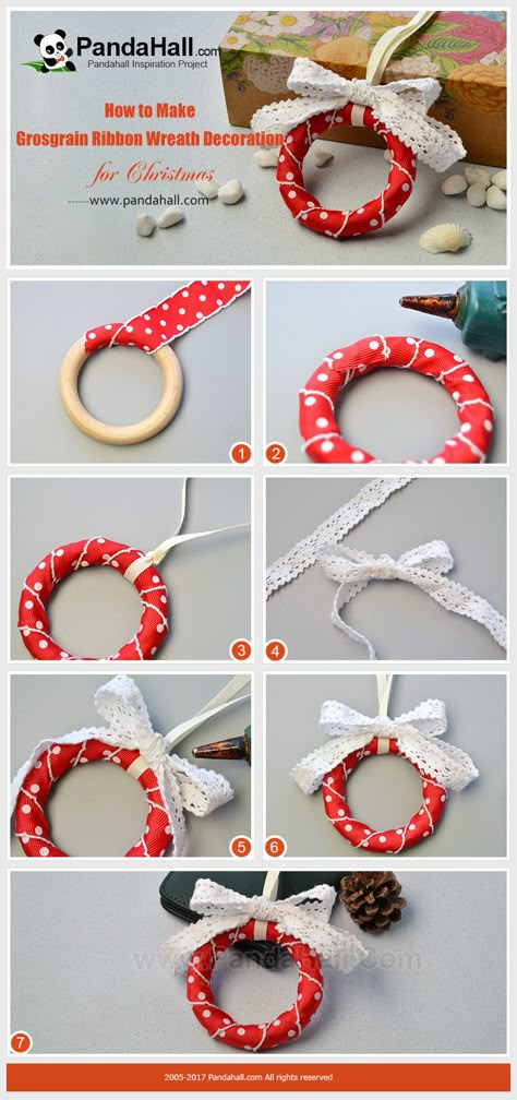 Curtain Ring Christmas Crafts, Ribbon Christmas Ornaments Diy, Christmas Broaches Diy, Christmas Craft With Ribbon, Curtain Ring Crafts Ideas, Ribbon Christmas Crafts, Curtain Rings Crafts Christmas, Christmas Crafts With Ribbon, Ribbon Crafts Diy Easy