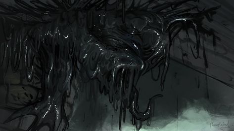 ArtStation - Tar lurker Printed Portfolio, Alien Art, Dark Places, Creature Concept, In The Mood, Creature Art, Just Go, Art Inspo, To Draw