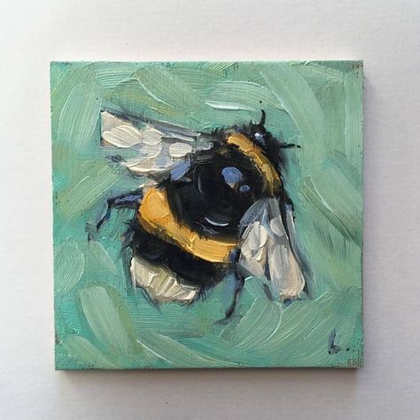 Garden Whimsical, Bee Artwork, Bee Painting, Colorful Nature, Canvas For Beginners, 수채화 그림, Bee Art, Small Canvas Art, Art Pastel