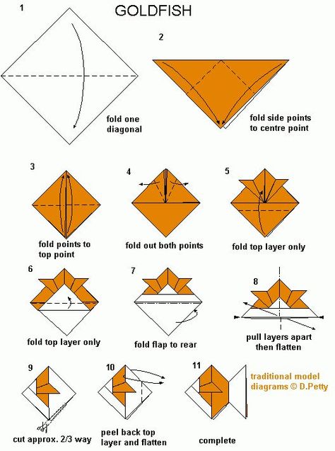 Easy Paper Folding Fish Tutorial For Beginners Origami Goldfish, Easy Paper Folding, Fish Origami, Storytelling Ideas, Origami Cube, Simple Origami, Paper Fish, Origami Diagrams, World Thinking Day