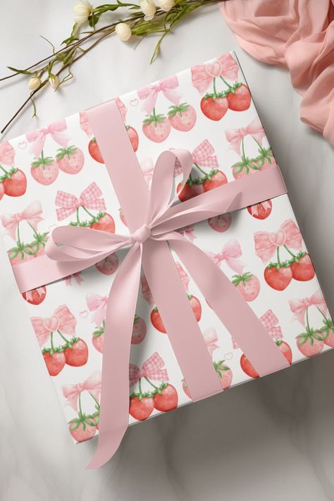 🍓Make any gift bring an even wider smile to the receiver with this Pink Strawberries Coquette gift wrap paper. Kawaii Ichigo Gift Wrap Available in two paper finishes (satin, matte). Each sheet is printed using GreenGuard UL Certified inks and the blank paper is made in the USA under strict quality control. .: Two paper finishes (Matte, Satin) .: Three sizes to choose from .: Printed using GreenGuard UL Certified inks .: Assembled in the USA from globally sourced parts🍓 Pink Gift Wrap, 27th Birthday, Kawaii Gifts, Unique Gift Wrapping, Creative Gift Wrapping, Pretty Gift, Gift Wrapping Paper, Pink Gifts, Creative Gifts