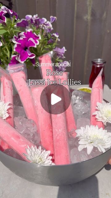 Yoghurt Ice Lollies, Rose Lassi, Rose Ice Cream, Rose Syrup, Ice Lollies, Creamy Yogurt, Fragrant Roses, Ice Lolly, Summer Special