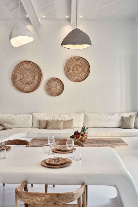 Mykonos Style, Feng Shui Your Bedroom, Aegean Islands, Mykonos Villas, Living Room Wall Units, Mykonos Town, Hotel Room Design, Grey Furniture, Old Port