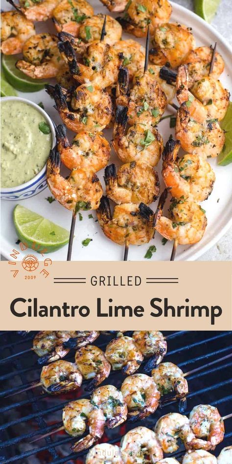 Peeled Shrimp Recipes, Bbq Dinner Recipes, Grill Shrimp, Cilantro Shrimp, Creamy Dipping Sauce, Lime Shrimp Recipes, Citrus Marinade, Shrimp Marinade, Grilled Recipes